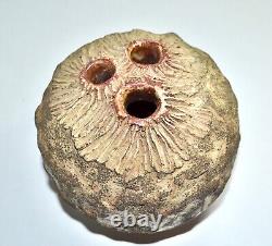 MCM CA. Ed Cromey Studio Art Pottery 3 Hole Black Sand Round Organic Pod Vase