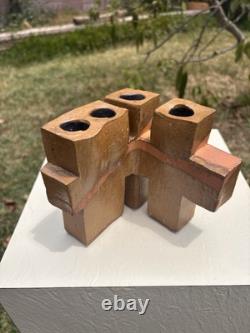 MCentury California studio pottery Brutalist sculpture candelabrum Win Ng 3.9 Lb