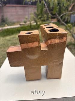 MCentury California studio pottery Brutalist sculpture candelabrum Win Ng 3.9 Lb