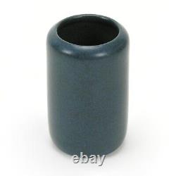 Marblehead Pottery 3 5/8 undecorated matte blue cylinder vase arts & crafts