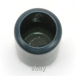 Marblehead Pottery 3 5/8 undecorated matte blue cylinder vase arts & crafts