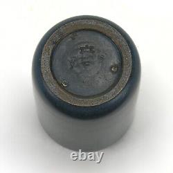 Marblehead Pottery 3 5/8 undecorated matte blue cylinder vase arts & crafts