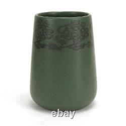 Marblehead Pottery 7 floral decorated vase Arts & Crafts matte green gray