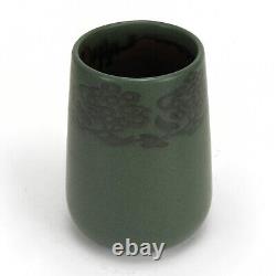 Marblehead Pottery 7 floral decorated vase Arts & Crafts matte green gray