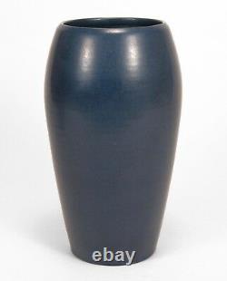 Marblehead Pottery 9 1/8 large undecorated matte blue ovoid vase arts & crafts