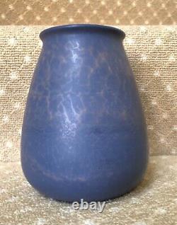 Marblehead Pottery Large Arts And Crafts Vase Matte Blue Leopard Glaze