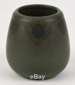 Marblehead Pottery Matte Green Arts And Crafts Vase Decorated