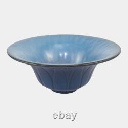 Marblehead Pottery Mottled Blue Arts And Crafts Tree Of Life Flared Rim Bowl