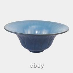Marblehead Pottery Mottled Blue Arts And Crafts Tree Of Life Flared Rim Bowl