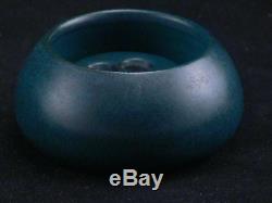 Marblehead Pottery Undecorated Matte Blue Bowl With Frog Orig Label Arts & Craft