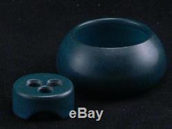 Marblehead Pottery Undecorated Matte Blue Bowl With Frog Orig Label Arts & Craft