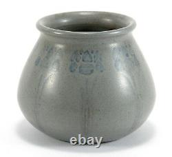 Marblehead Pottery floral HT decorated vase Arts & Crafts matte gray blue