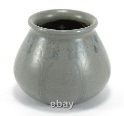 Marblehead Pottery floral HT decorated vase Arts & Crafts matte gray blue