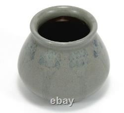 Marblehead Pottery floral HT decorated vase Arts & Crafts matte gray blue