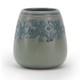 Marblehead Pottery Floral Decorated Vase Arts & Crafts Matte Gray & Blue