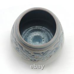 Marblehead Pottery floral decorated vase Arts & Crafts matte gray & blue