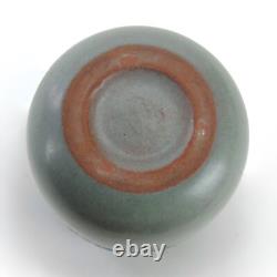 Marblehead Pottery floral decorated vase Arts & Crafts matte gray & blue