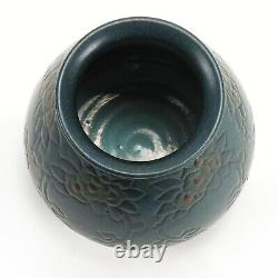 Marblehead Pottery floral decorated vase Arts & Crafts matte green blue red