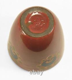 Marblehead Pottery red blue copper lustre decorated coupe vase Arts & Crafts