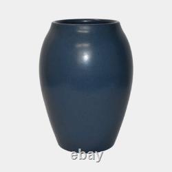Marblehead Vintage Arts and Crafts Pottery Large Blue Bulbous Ceramic Vase