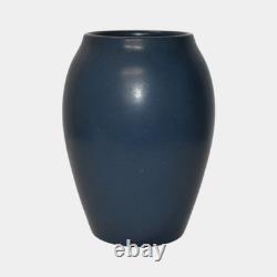 Marblehead Vintage Arts and Crafts Pottery Large Blue Bulbous Ceramic Vase