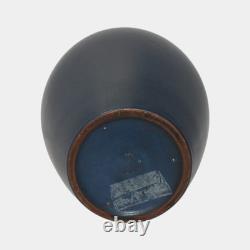 Marblehead Vintage Arts and Crafts Pottery Large Blue Bulbous Ceramic Vase