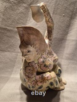 Marilyn Andrews(1942-2019)2004 Studio Pottery Whimsical Artisan Pitcher -1 Of 1