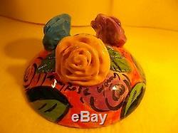 Mary Rose Young- 1995- Art Studio-hand Crafted Pottery-roses Plate- Rose Footed