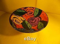 Mary Rose Young- 1995- Art Studio-hand Crafted Pottery-roses Plate- Rose Footed