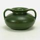 Merrimac Pottery 2 Handle Bulbous Vase Arts & Crafts Matte Green Curdled Glaze