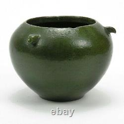 Merrimac Pottery 3 prong handle vase arts & crafts matte green feathered glaze