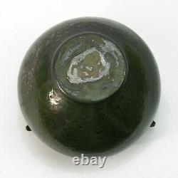 Merrimac Pottery 3 prong handle vase arts & crafts matte green feathered glaze