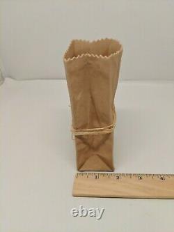 Michael Harvey Michel Craft Brown Paper Bag #1 Vase Bisque Ceramic Canada 5 5/8