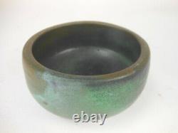 Mid Century Studio Art Pottery Bowl Green Arts And Crafts Glaze Signed