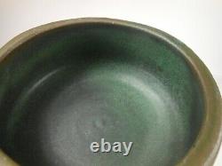 Mid Century Studio Art Pottery Bowl Green Arts And Crafts Glaze Signed