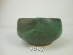 Mid Century Studio Art Pottery Bowl Green Arts And Crafts Glaze Signed