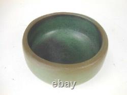 Mid Century Studio Art Pottery Bowl Green Arts And Crafts Glaze Signed