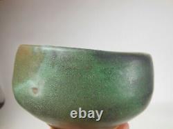 Mid Century Studio Art Pottery Bowl Green Arts And Crafts Glaze Signed