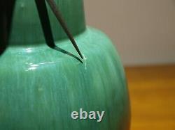 Mission Arts & Crafts Green Pottery Art Deco Bullet Table Lamp/Light Drip Glaze