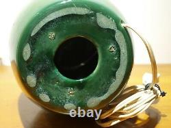 Mission Arts & Crafts Green Pottery Art Deco Bullet Table Lamp/Light Drip Glaze