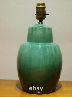 Mission Arts & Crafts Green Pottery Art Deco Bullet Table Lamp/Light Drip Glaze