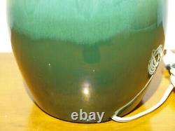 Mission Arts & Crafts Green Pottery Art Deco Bullet Table Lamp/Light Drip Glaze