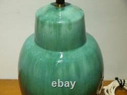 Mission Arts & Crafts Green Pottery Art Deco Bullet Table Lamp/Light Drip Glaze