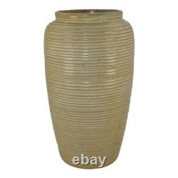 Monmouth Pottery Vintage Arts and Crafts Pottery White Stoneware Floor Vase