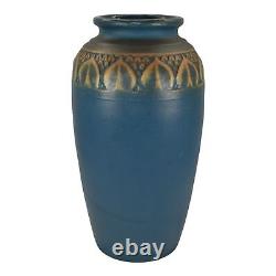 Monmouth Western Stoneware 1930s Arts And Crafts Pottery Blue Stoneware Vase