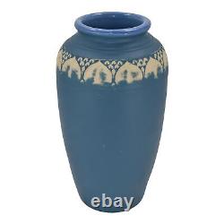 Monmouth Western Stoneware 1930s Arts And Crafts Pottery Matte Blue Vase