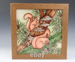 Moorcroft Pottery Plaque Squirrels Framed Arts & Crafts Tile English Animals