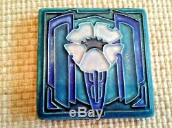Motawi Tileworks Art Tile POPPY TREE Deco Arts and Crafts Noveau BLUE Set of 4