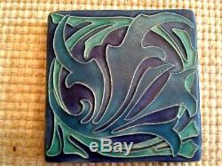 Motawi Tileworks Art Tile POPPY TREE Deco Arts and Crafts Noveau BLUE Set of 4