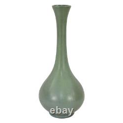 Mountainside Pottery New Jersey 1930s Arts and Crafts Matte Green Tall Bud Vase